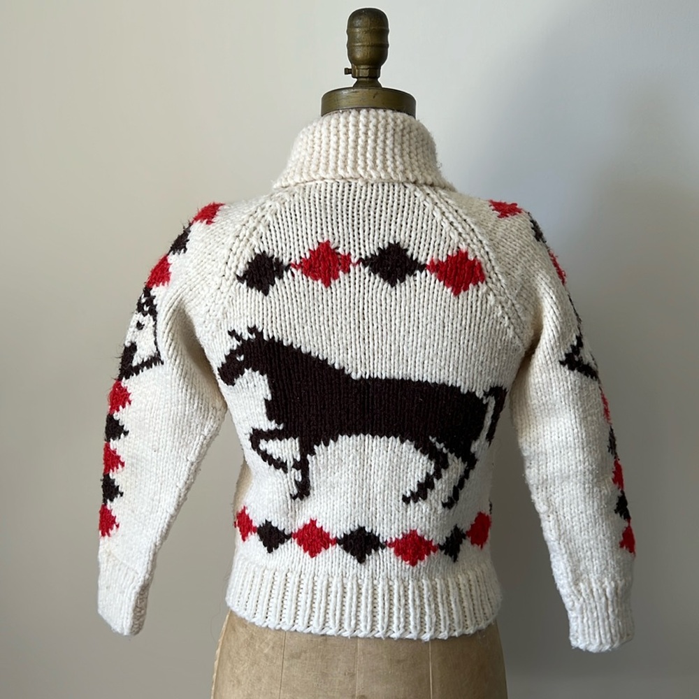 1950’s Vintage Handmade Cowichan Horse Sweater - Picture 15 of 17